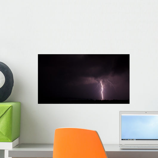 Lightning over City Night Wall Decal