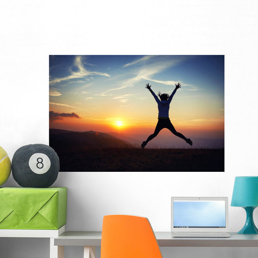 Young Woman Sunset Wall Decal Design 1
