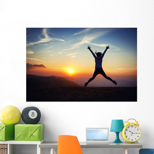 Young Woman Sunset Wall Decal Design 1