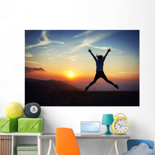Young Woman Sunset Wall Decal Design 1