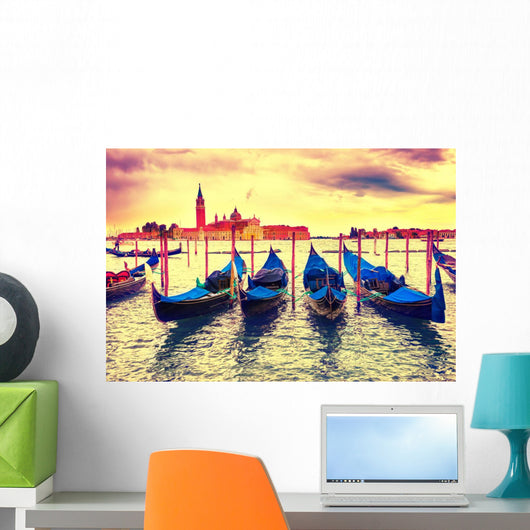 Gondolas at sunset Wall Mural