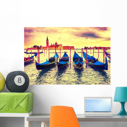 Gondolas at sunset Wall Mural