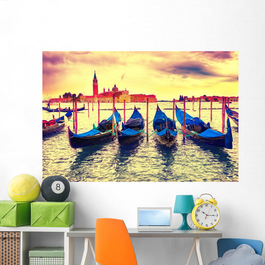 Gondolas at sunset Wall Mural