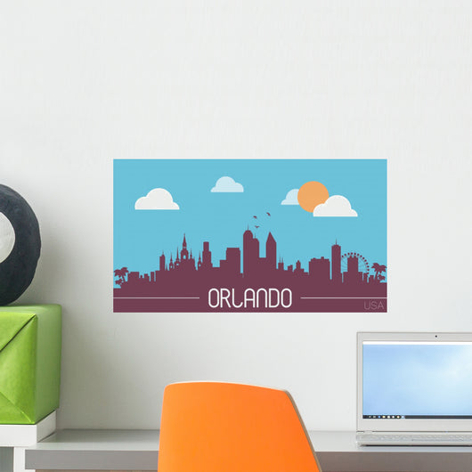 Orlando USA Skyline Silhouette Wall Decal