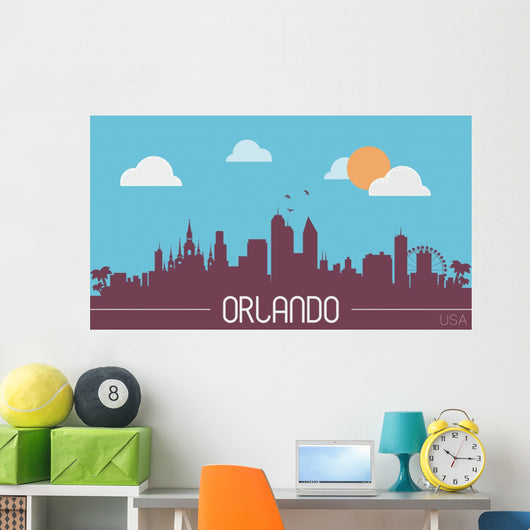 Orlando USA Skyline Silhouette Wall Decal