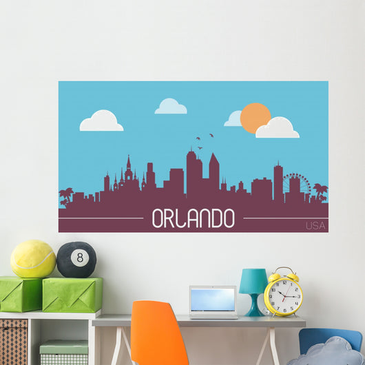 Orlando USA Skyline Silhouette Wall Decal