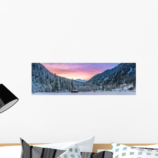 Winter Alpine Mountain Wall Decal Panoramic Wall Decal