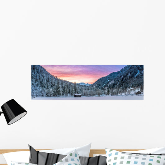 Winter Alpine Mountain Wall Decal Panoramic Wall Decal