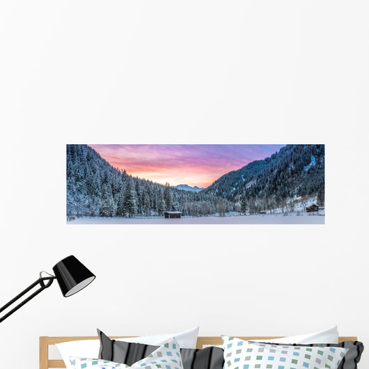 Winter Alpine Mountain Wall Decal Panoramic Wall Decal