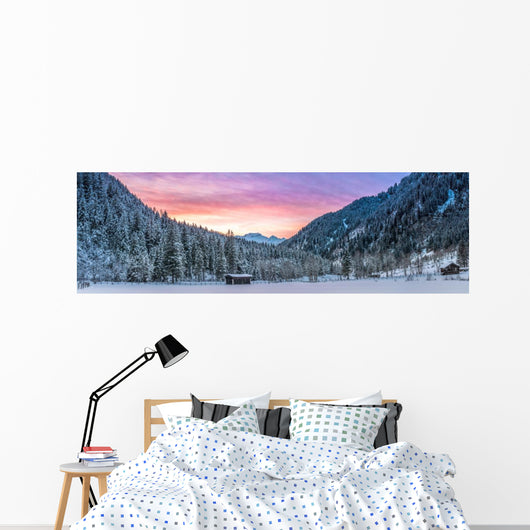 Winter Alpine Mountain Wall Decal Panoramic Wall Decal