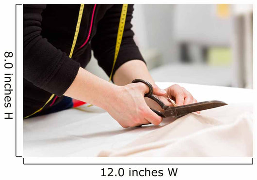 Dressmaker Cutting Fabric with Wall Decal