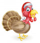 Cartoon Christmas Turkey Santa Wall Decal