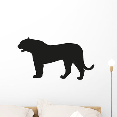 Solid Black Tiger Silhouette Wall Decal shown on a wall