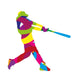 Abstract Colorful Baseball Batter Wall Decal