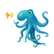 Illustration with Friendly Octopus Wall Decal