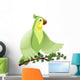 Green Parrot Sitting Branch Wall Decal