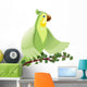 Green Parrot Sitting Branch Wall Decal