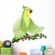 Green Parrot Sitting Branch Wall Decal