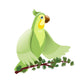 Green Parrot Sitting Branch Wall Decal
