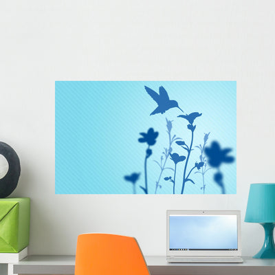 Hummingbird Silhouette Wall Decal shown on a wall