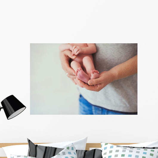 Newborn Baby Feet Father Wall Decal Design 2