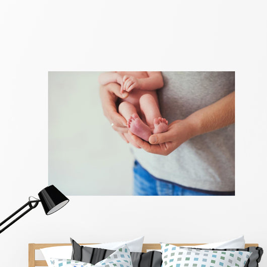 Newborn Baby Feet Father Wall Decal Design 2
