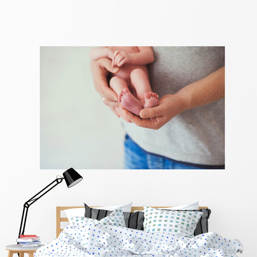 Newborn Baby Feet Father Wall Decal Design 2