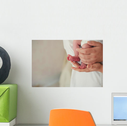 Newborn Baby Feet Father Wall Decal Design 1