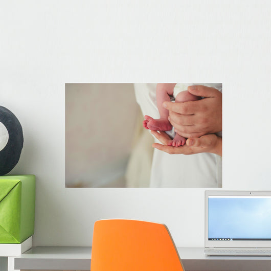 Newborn Baby Feet Father Wall Decal Design 1