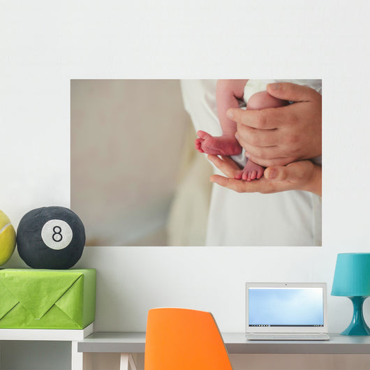 Newborn Baby Feet Father Wall Decal Design 1