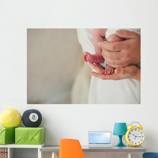 Newborn Baby Feet Father Wall Decal Design 1