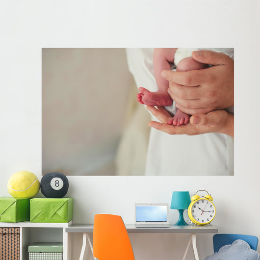Newborn Baby Feet Father Wall Decal Design 1