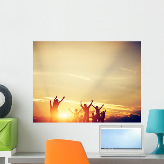 Happy Friends Family Jumping Wall Decal