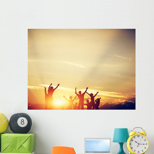 Happy Friends Family Jumping Wall Decal