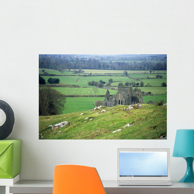 Abbey Ruin Wall Decal shown on a wall