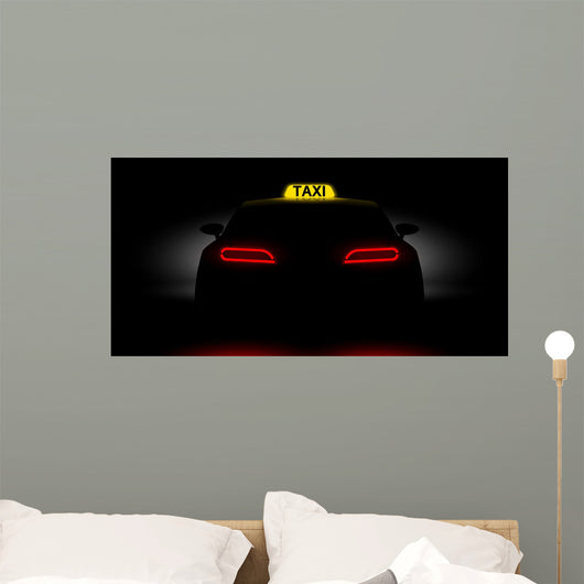 Realistic Car Taxi Back Wall Decal
