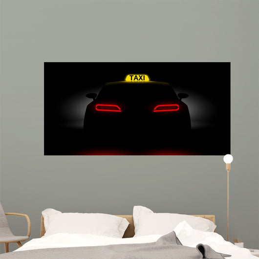 Realistic Car Taxi Back Wall Decal