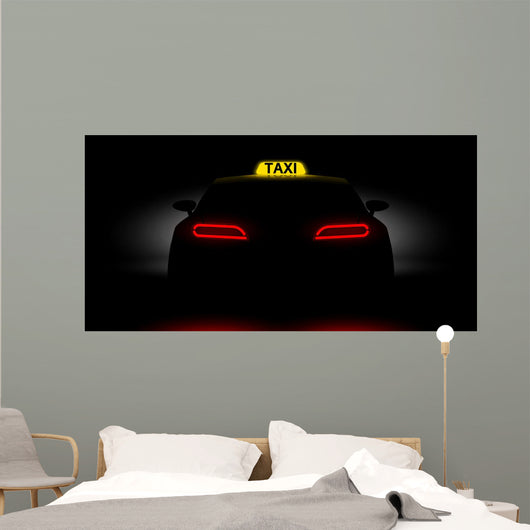 Realistic Car Taxi Back Wall Decal