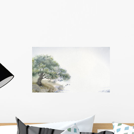 With Watercolors Tree above Wall Decal