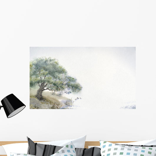 With Watercolors Tree above Wall Decal