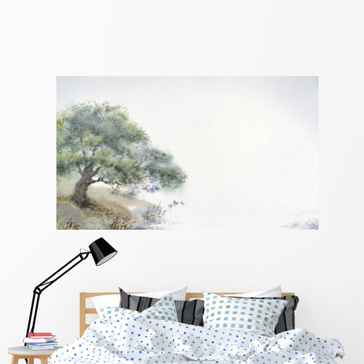 With Watercolors Tree above Wall Decal