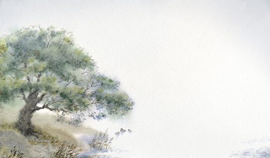 With Watercolors Tree above Wall Decal