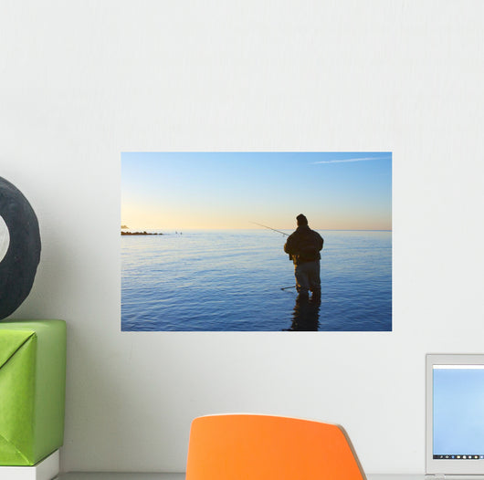 Angler Steht im Meer Wall Decal