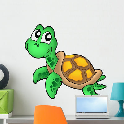 Little Sea Turtle Wall Decal shown on a wall