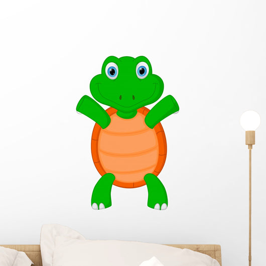 Happy Green Turtle Cartoon Wall Decal