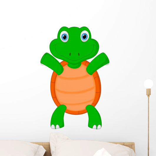 Happy Green Turtle Cartoon Wall Decal