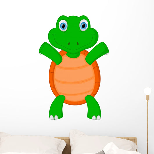 Happy Green Turtle Cartoon Wall Decal