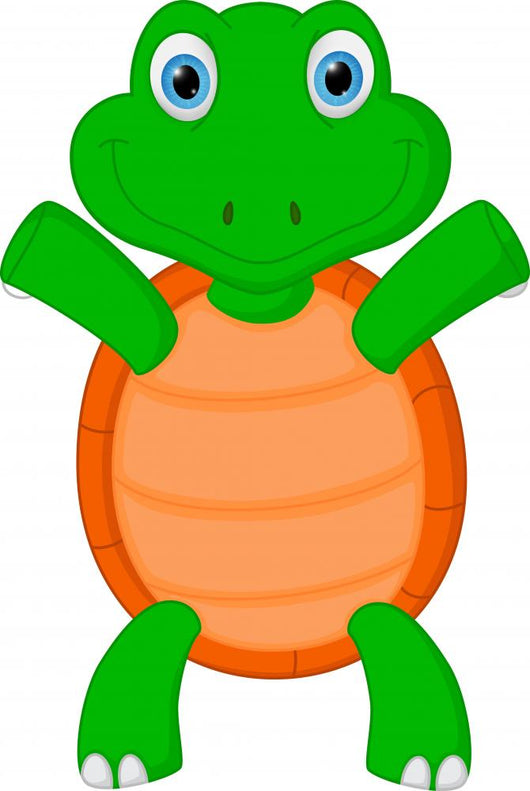 Happy Green Turtle Cartoon Wall Decal