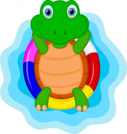 Green Turtle Cartoon Relaxing Wall Decal