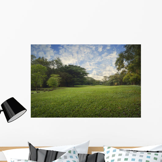 Green Grass Field City Wall Decal